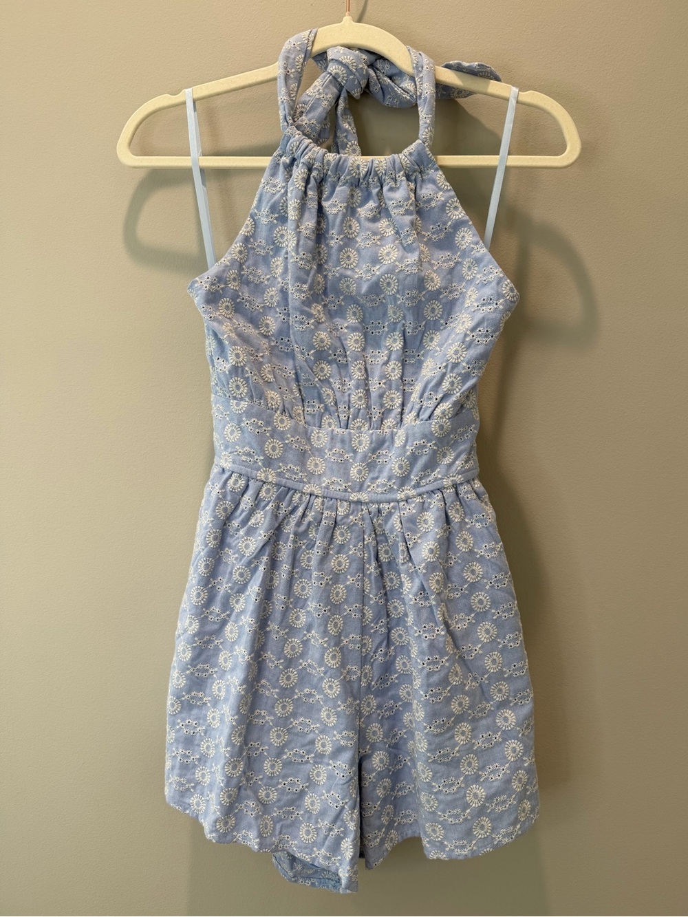 NWT Altar’d State Embroidered Blue Halter Romper – Size S